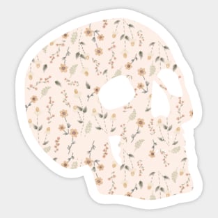 Cottagecore Floral Patterned Skull Sticker